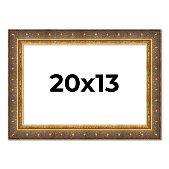 20x13 Frame Vintage Gold Solid Wood Picture Frame | 2.5 Inch Moulding Width | Ornate Bronze Museo