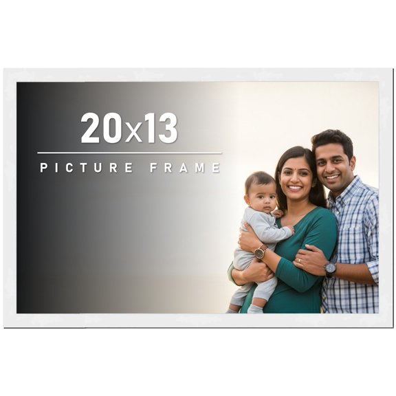 20x13 Frame White Solid Wood Picture Frame Includes UV Acrylic Shatter Guard Front, Acid Free Foam