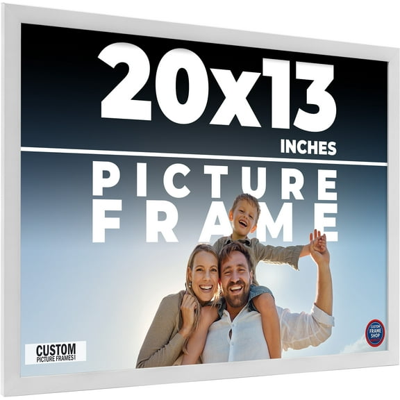 20x13 Frame White Solid Wood Picture Frame Includes UV Acrylic Shatter Guard Front, Acid Free Foam
