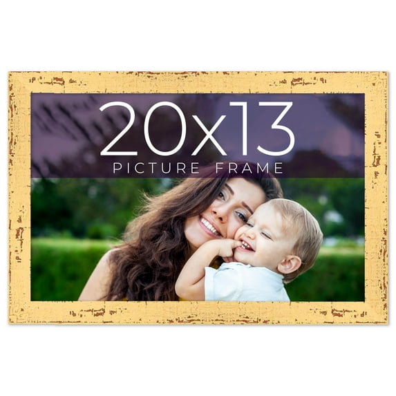 20x13 Frame Yellow Real Wood Picture Frame Width 1.25 inches | Interior Frame Depth 0.5 inches |