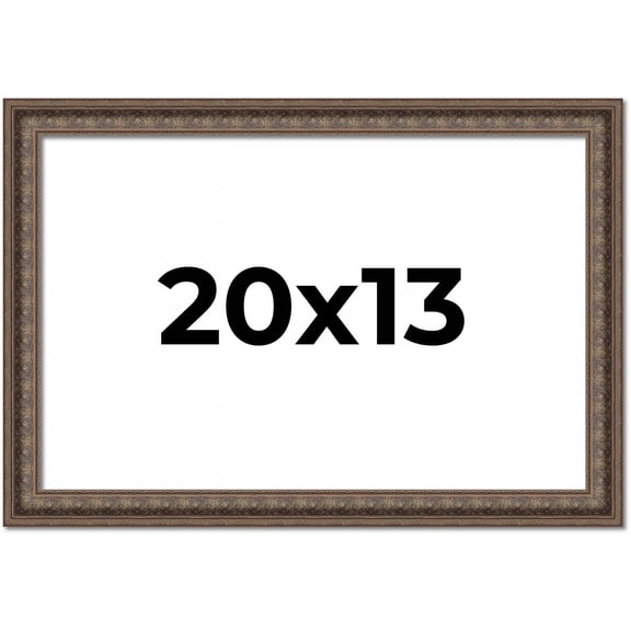 20x13 Ornate Brown Real Wood Picture Frame Width 1.5 Inches | Interior Frame Depth 0.5 Inches |