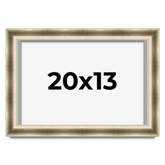 20x13 Shadow Box Frame Silver | 1.75 inches Deep Real Wood Traditional Shadowbox Display Frame | UV