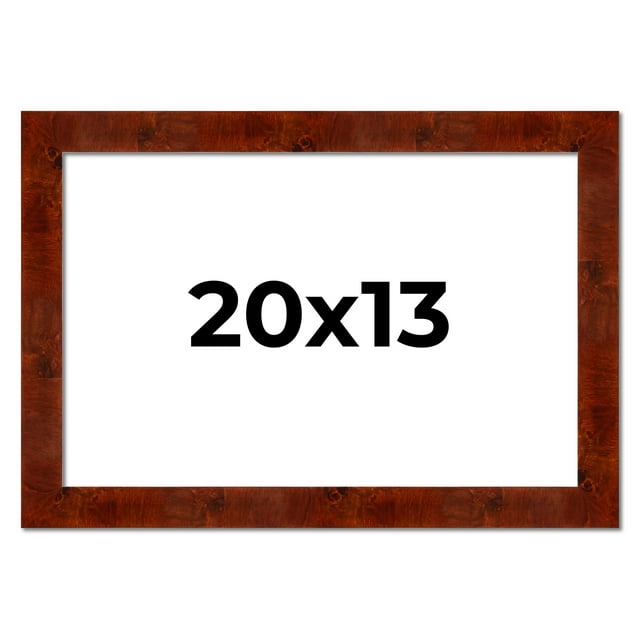 20x13 Walnut Brown Veneer Real Wood Picture Frame Width 1.75 inches | Interior Frame Depth 0.5