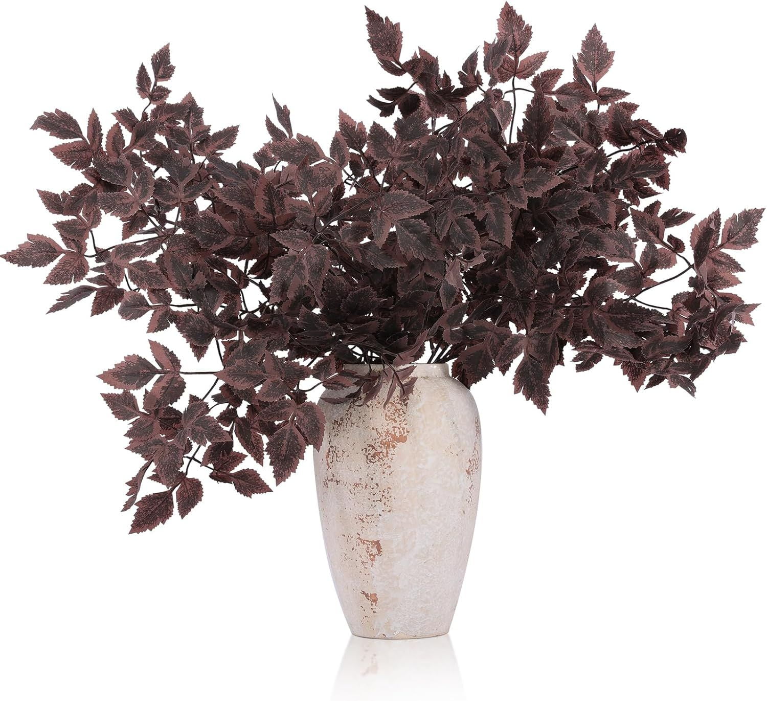 4 Bundles Artificial Snakeroot Leaf Spray 23IN Burgundy Autumn Decor for Wreath Vase Centerpiece