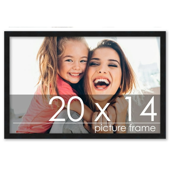 20x14 Black Wood Picture Frame - UV Acrylic, Foam Board Backing, Hanging Hardware