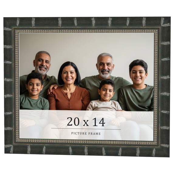 20x14 Frame Black Bamboo Solid Wood Picture Frame Width 1.5 Inches | Interior Frame Depth 0.5