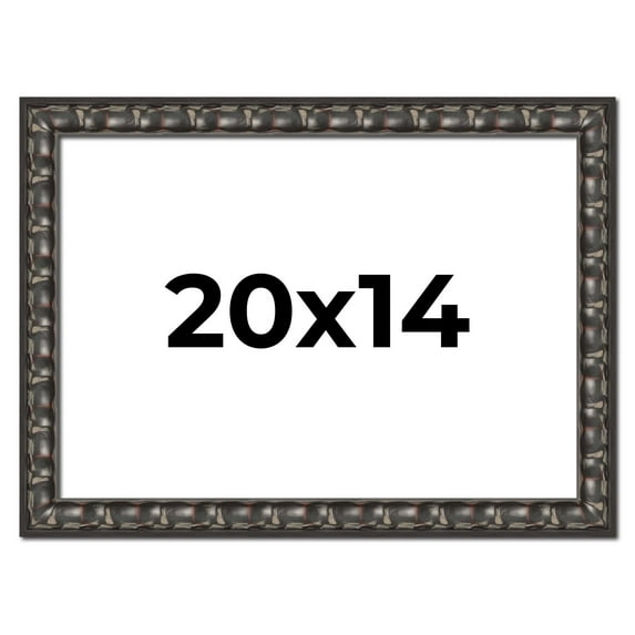 20x14 Frame Black-Brown Medieval Solid Wood Picture Frame | 1.5 Inch Moulding Width | Gotham
