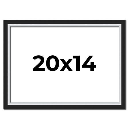 20x14 Frame Black & Silver Solid Wood Picture Frame Width 1.25 Inches | Interior Depth 0.75 Inches