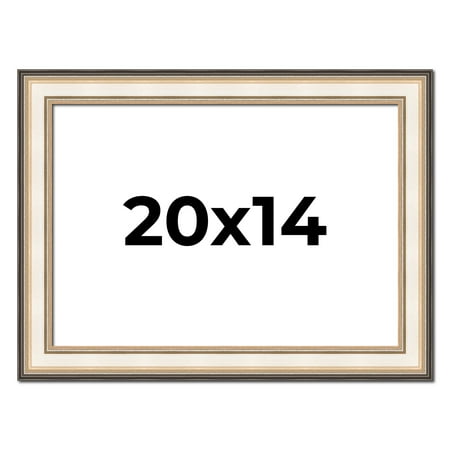 20x14 Frame Gold Silver Plein Aire 2" Inch Wide Moulding Solid Wood Picture Frame | Modena