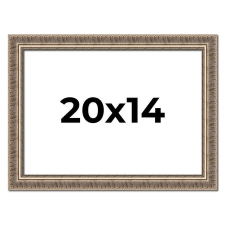 20x14 Frame Silver Harvest Ornate Solid Wood Picture Frame | 1.75 Inch Moulding Width |Mayflower
