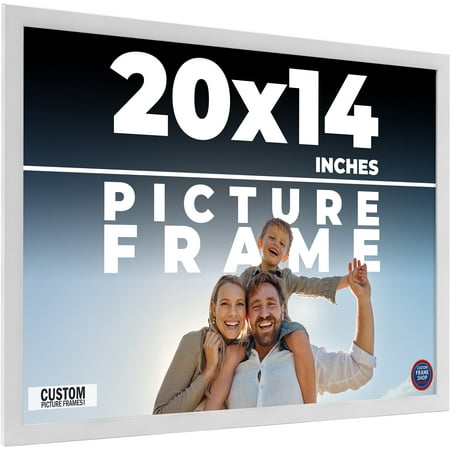 20x14 Frame White Solid Wood Picture Frame Includes UV Acrylic Shatter Guard Front, Acid Free Foam