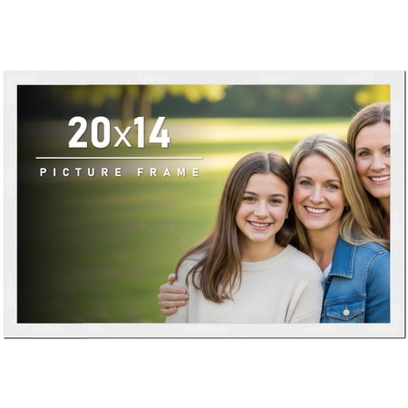 20x14 Frame White Solid Wood Picture Frame Includes UV Acrylic Shatter Guard Front, Acid Free Foam