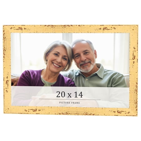 20x14 Frame Yellow Real Wood Picture Frame Width 1.25 inches | Interior Frame Depth 0.5 inches |
