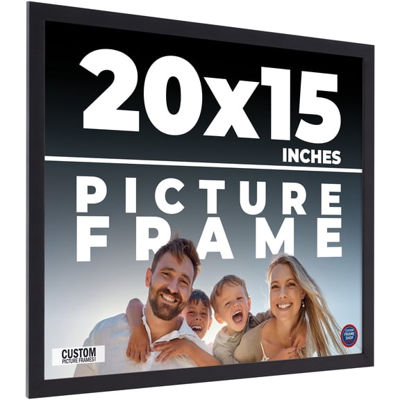 20x15 Frame Black Real Wood Picture Frame Width 0.75 inches | Interior Frame Depth 0.5 inches |