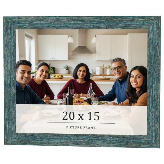 20x15 Frame Blue Rustic Barnwood Solid Wood Picture Frame Width 1.25 Inches | Interior Depth 0.5