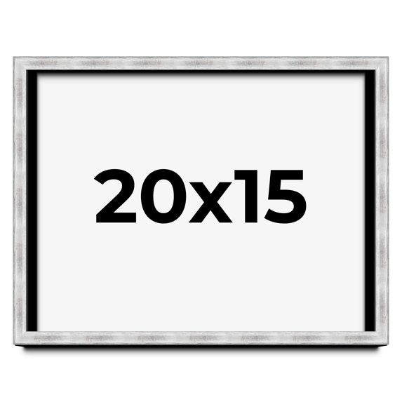 20x15 Frame Brushed Silver Solid Wood Picture Frame | 0.75 Inch Moulding Width | Rabbet Depth 0.75