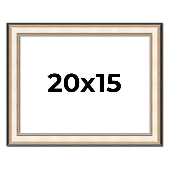 20x15 Frame Gold Silver Plein Aire 2" Inch Wide Moulding Solid Wood Picture Frame | Modena