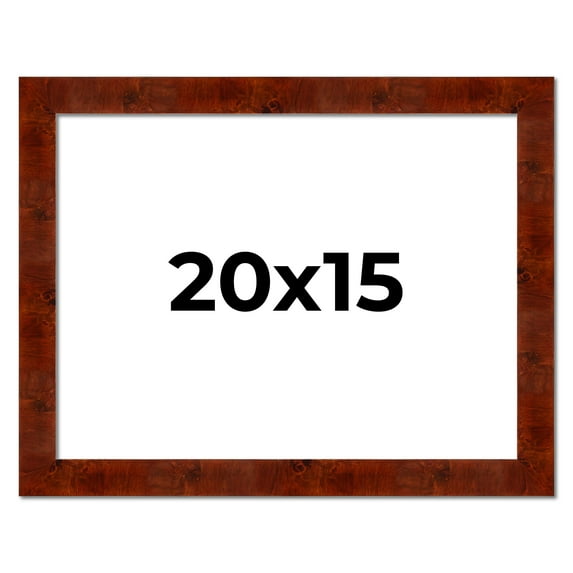 20x15 Walnut Brown Veneer Real Wood Picture Frame Width 1.75 inches | Interior Frame Depth 0.5