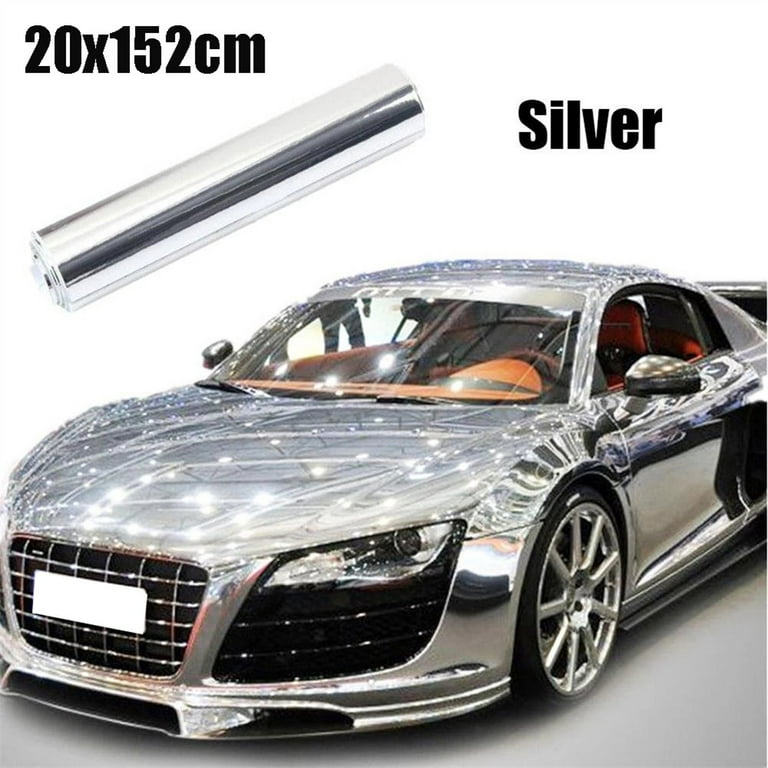 20x152cm Self Adhesive Silver Chrome Mirror Vinyl Wrap Film Car