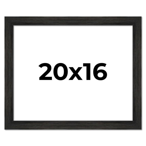 20x16 Distressed/Aged Black Wood Picture Frame - UV Acrylic, Foam Board Backing, & Hanging Hardware Included!