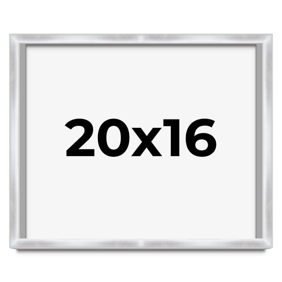 20x16 Frame Silver Whitewashed Wood Grain Solid Wood Shadow Box | 0.75 Inch Moulding Width | 0.75