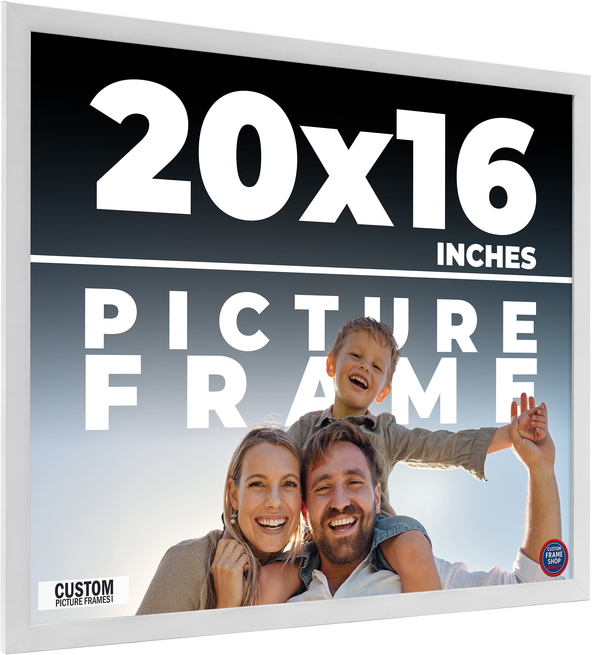 20x16 Frame White Solid Wood Picture Frame Includes UV Acrylic Shatter ...
