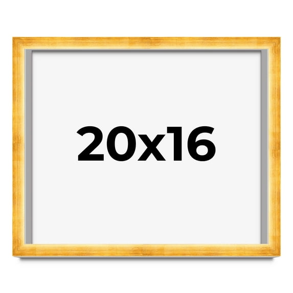 20x16 Shadow Box Frame Gold | 1.625 Inches Deep Real Wood Traditional Shadowbox Display Frame | UV