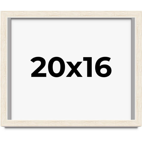 20x16 Shadow Box White Rustic Wood Shadow Box with White Acid-Free Backing, UV Acrylic & Hanging