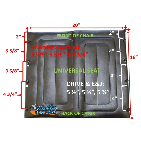 20x16 Universal SEAT Vinyl Upholstery For Wheelchairs. Fits on Invacare, Drive, E&J & Medline