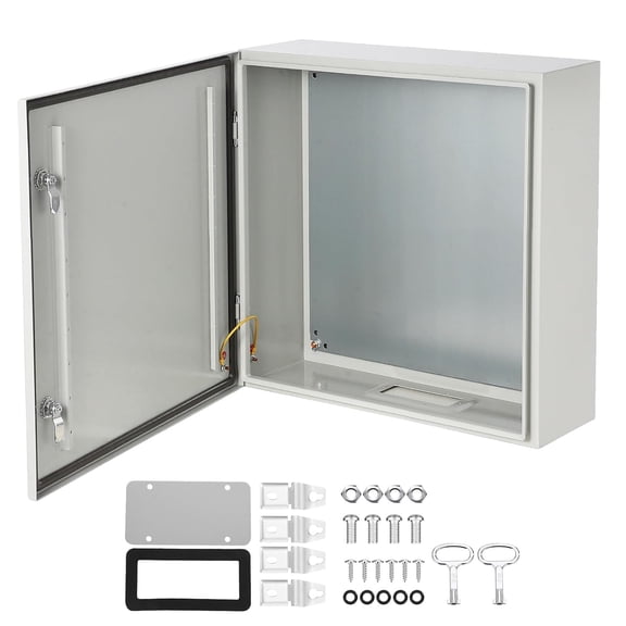 20x16x10 NEMA 4X IP66 Waterproof Steel Junction Box with Lock and Mounting Plate