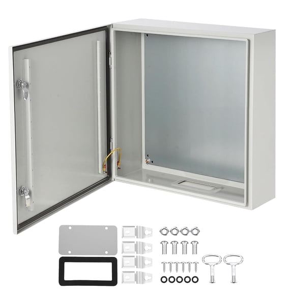 20x16x8 NEMA 4X IP66 Waterproof Steel Junction Box with Lock and Mounting Plate