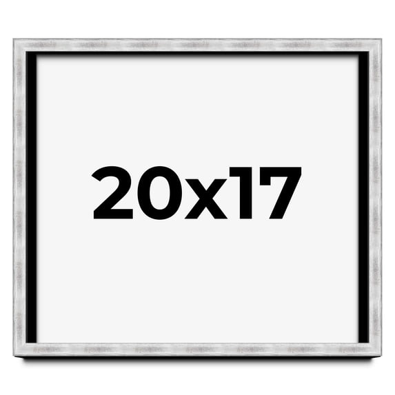 20x17 Frame Brushed Silver Solid Wood Picture Frame | 0.75 Inch Moulding Width | Rabbet Depth 0.75