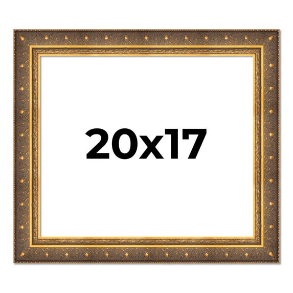 20x17 Frame Vintage Gold Solid Wood Picture Frame | 2.5 Inch Moulding Width | Ornate Bronze Museo
