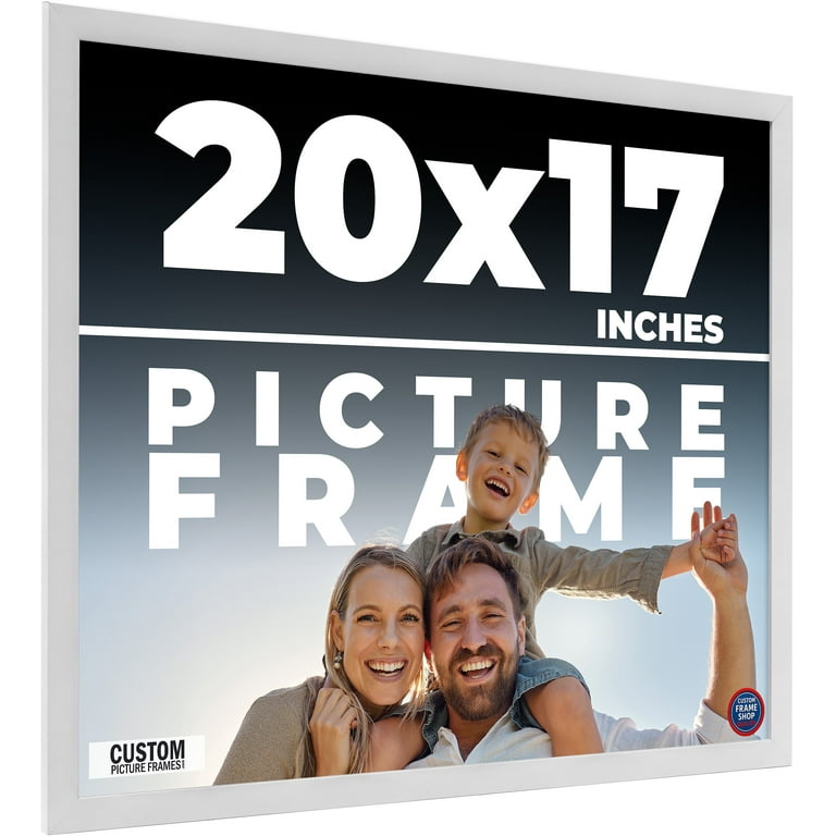 20x17 Frame White Solid Wood Picture Frame Includes UV Acrylic