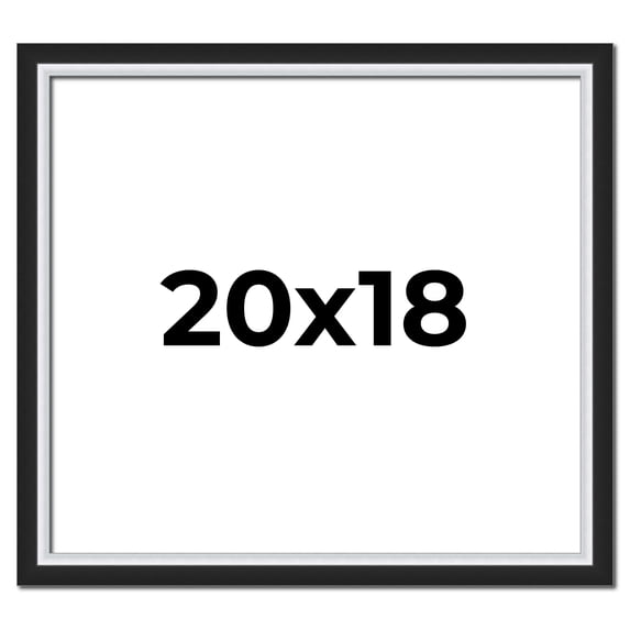 20x18 Frame Black & Silver Solid Wood Picture Frame Width 1.25 Inches | Interior Depth 0.75 Inches