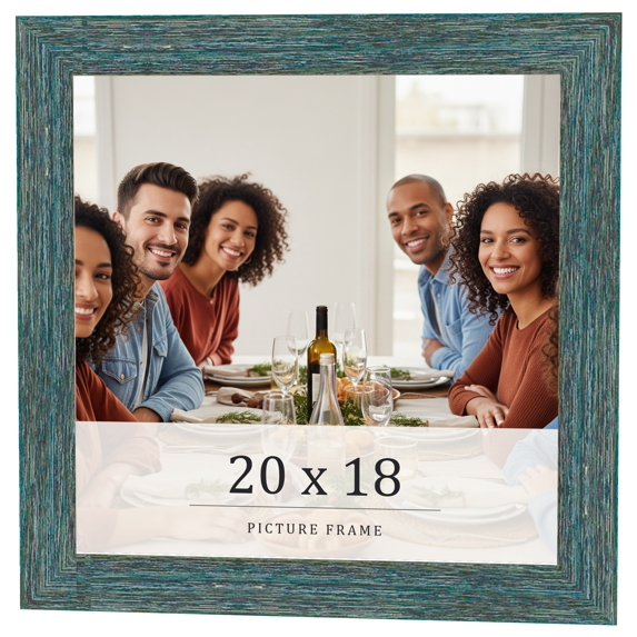 20x18 Frame Blue Rustic Barnwood Solid Wood Picture Frame Width 1.25 Inches | Interior Depth 0.5
