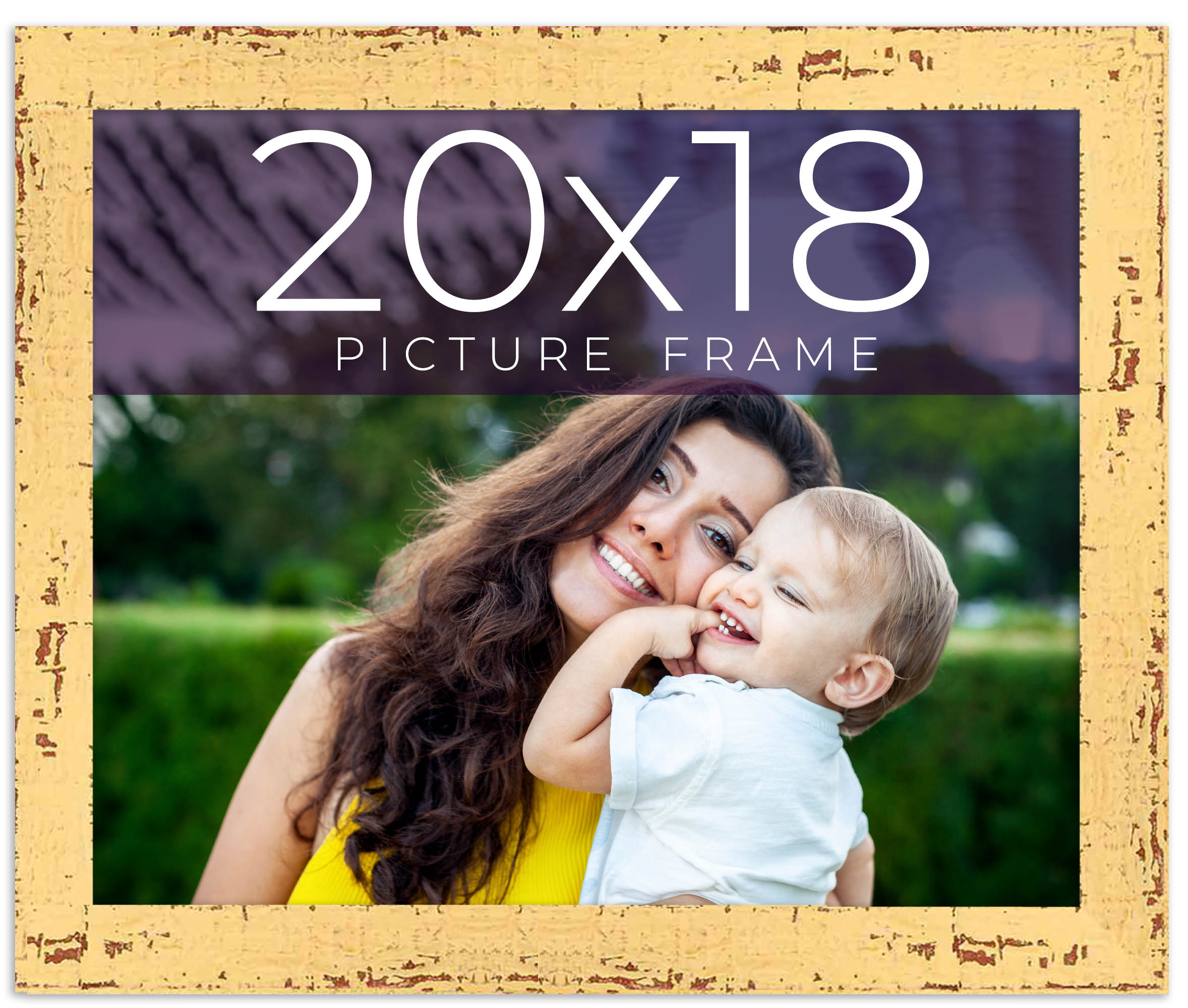 20x18 Frame Yellow Real Wood Picture Frame Width 1.25 inches