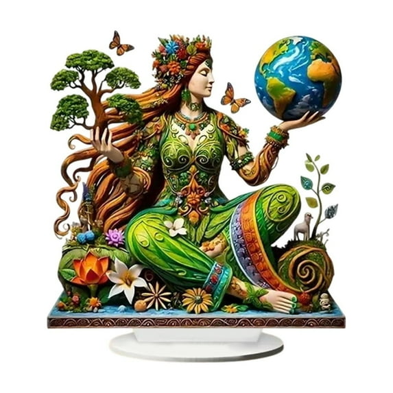 20x18cm Winter Fairy Acrylic Ornament, Gothic Earth Goddess Display, 2D with 3D Visual Effect Decor, Versatile Space Enhancement Piece, Artistic Gift for Multiple Scenes