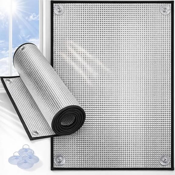 20x20" Aluminum Foil Insulation Window Film, Total Blackout Cover, Sun Roof Reflective Film, 8mm Cooling Privacy Window Tint, Anti UV Rv Skylight Insulator, for Sun Room/Bathroom(Black)