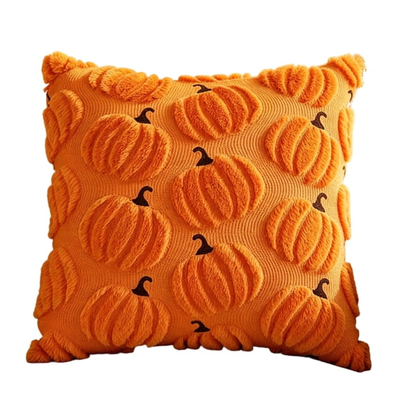 20x20" Autumn Room Decor - Fluffy 3D Pumpkin Throw Pillow Covers - Premium Soft Faux Fur Cozy Cushion Cases for Couch Sofa and Fall Harvest Festival Halloween