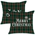 thumbnail image 1 of 20x20 Christmas Throw Pillow Covers Set of 2, Plaid Christmas Pillow Covers Decorative Pillow Covers Xmas Cushion Cases for Farmhouse Home Room Couch Sofa Decor (Dark Green), 1 of 4