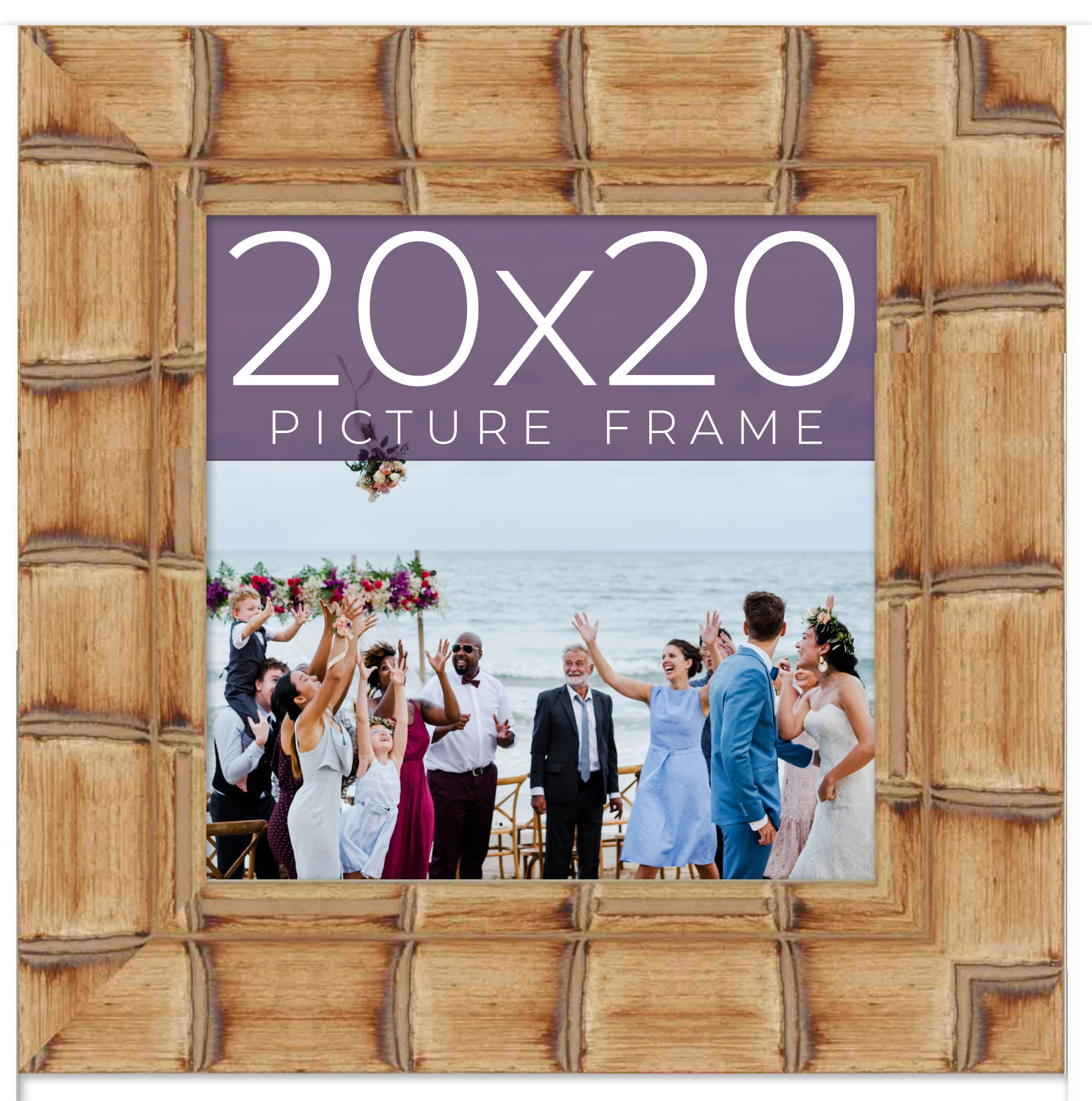 20x20 Frame Beige Real Wood Picture Frame Width 3 inches | Interior Frame  Depth 0.5 inches 