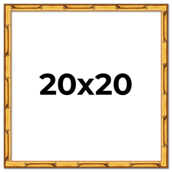 20x20 Frame Gold Bamboo Solid Wood Picture Frame | 1 Inch Moulding Width | Interior Frame Depth