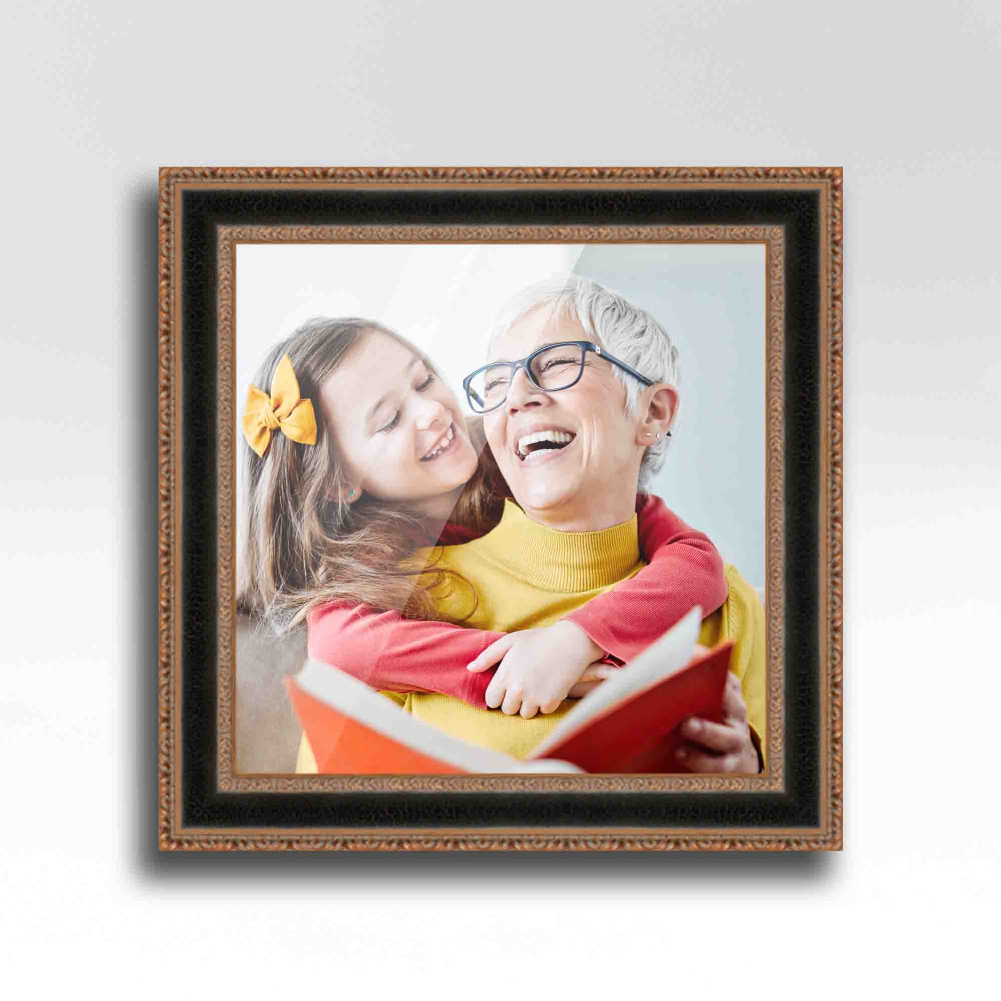 CustomPictureFrames.com 20x20 Frame Gold Real Wood Picture Frame Width 1.75 Inches | Interior Frame Depth 0.5 Inches | Serpero Traditional Photo Frame