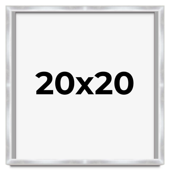 20x20 Frame Silver Whitewashed Wood Grain Solid Wood Shadow Box | 0.75 Inch Moulding Width | 0.75