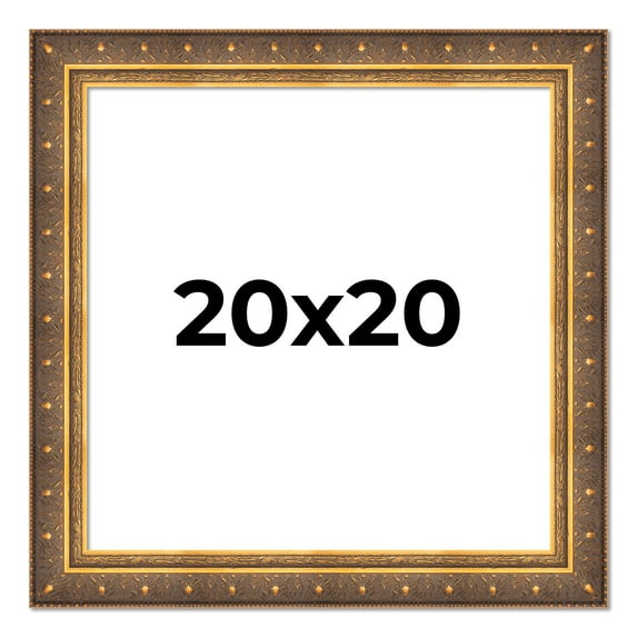 20x20 Frame Vintage Gold Solid Wood Picture Frame | 2.5 Inch Moulding Width | Ornate Bronze Museo