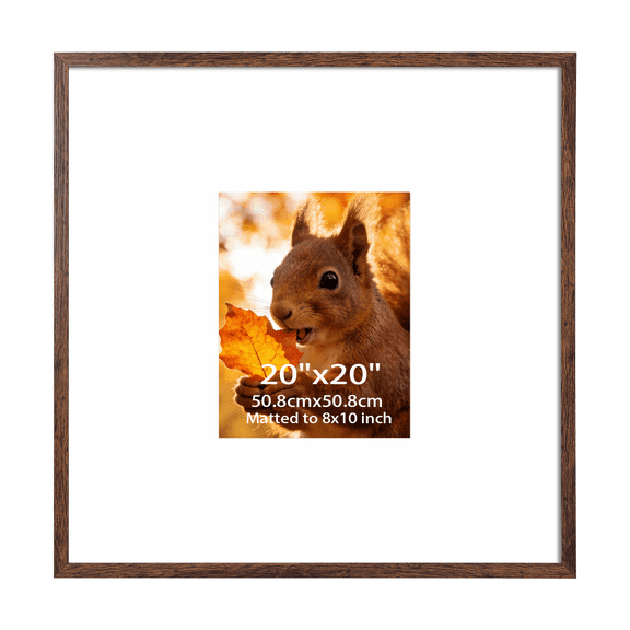 20x20 Frame with Mat for 8x10 Photo Prints, Brown