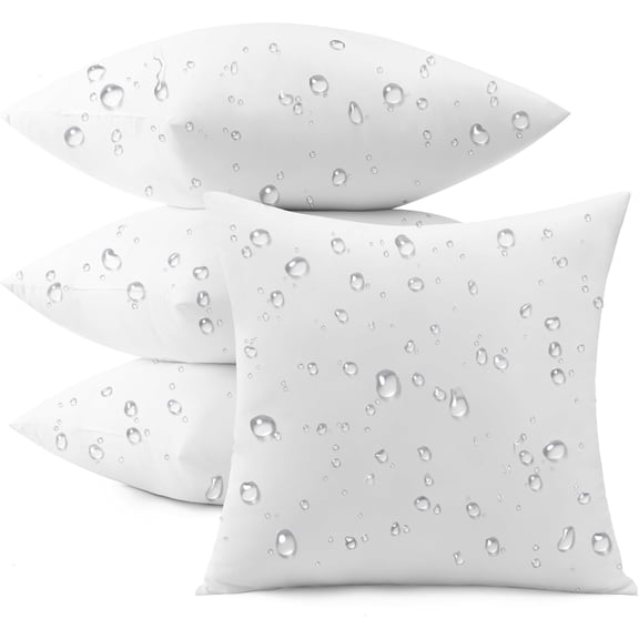 20x20 Inch Outdoor Pillow Inserts Set of 4 Water-Resistant Down Alternative Square Cushion Fillers