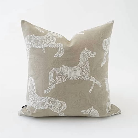 20x20'' Inches Throw Pillow Cushion Cover - Horse Pattern Jacquard Craft Luxury Modern Fashion Style  Sofa Pillow Covers for Bedroom Living Room