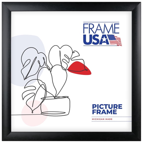 20x20 Picture Frame Black Simply Poly Style 205-10, 1.25 Inch Polystyrene Moulding, Includes Plexiglass and Backing Wall Display Frame for Art, Posters, or Photos Frame USA